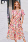 Paint and Sip Floral Tiered Midi Dress