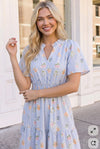 Flutter Into Late Summer Sweet Striped Floral Midi