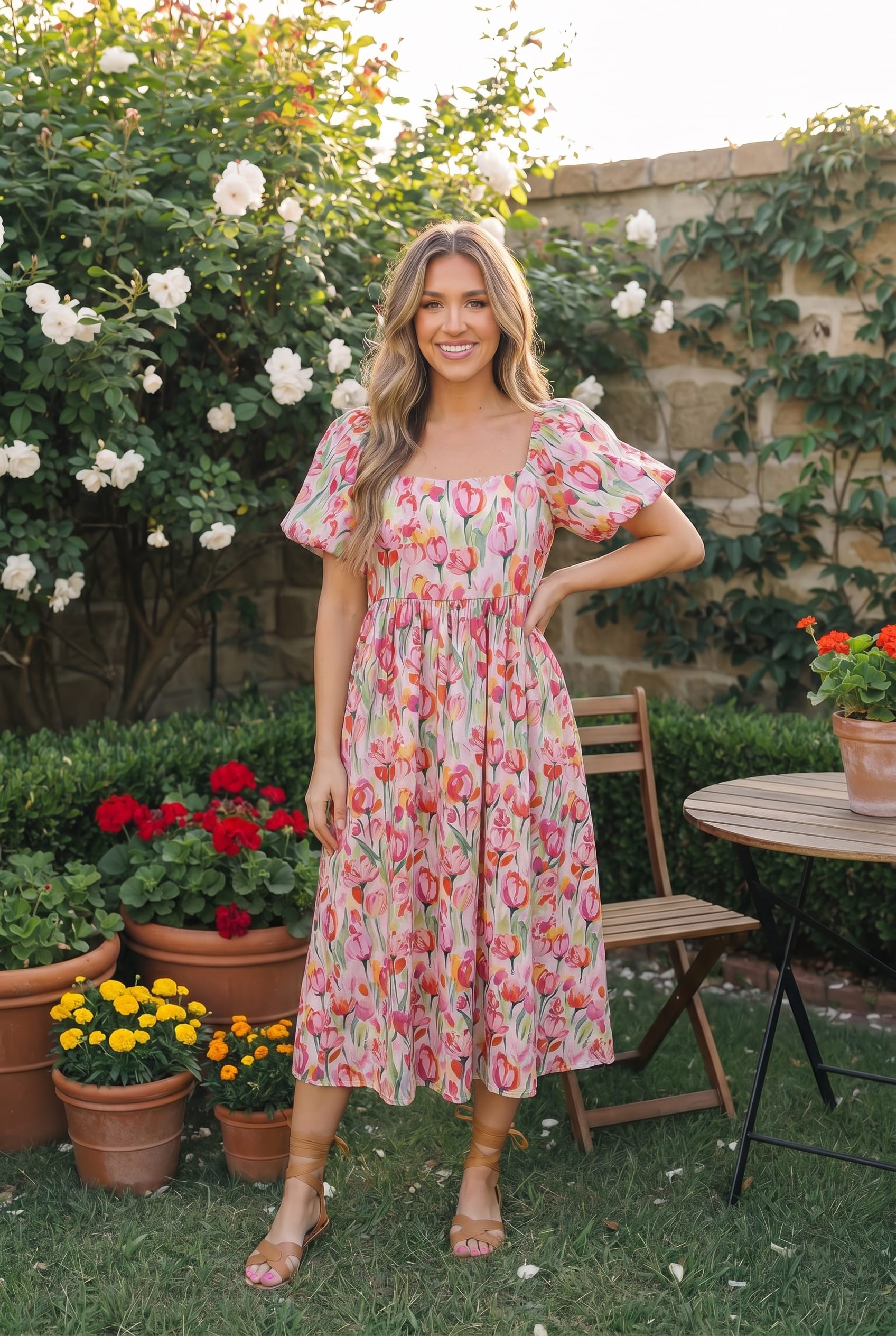 Bouquet of Tulips Pocketed Midi Dress – Modest Pop