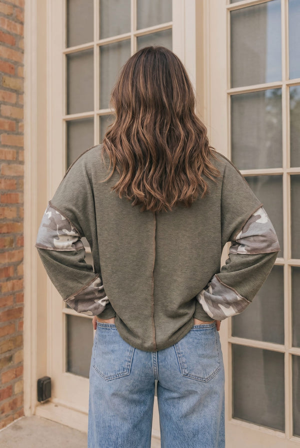 Cozy Camo Color Block Pullover