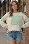Floral Fields Mint Ribbed Colorblock