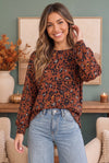 Wild One Rust Leopard Long Sleeve Top