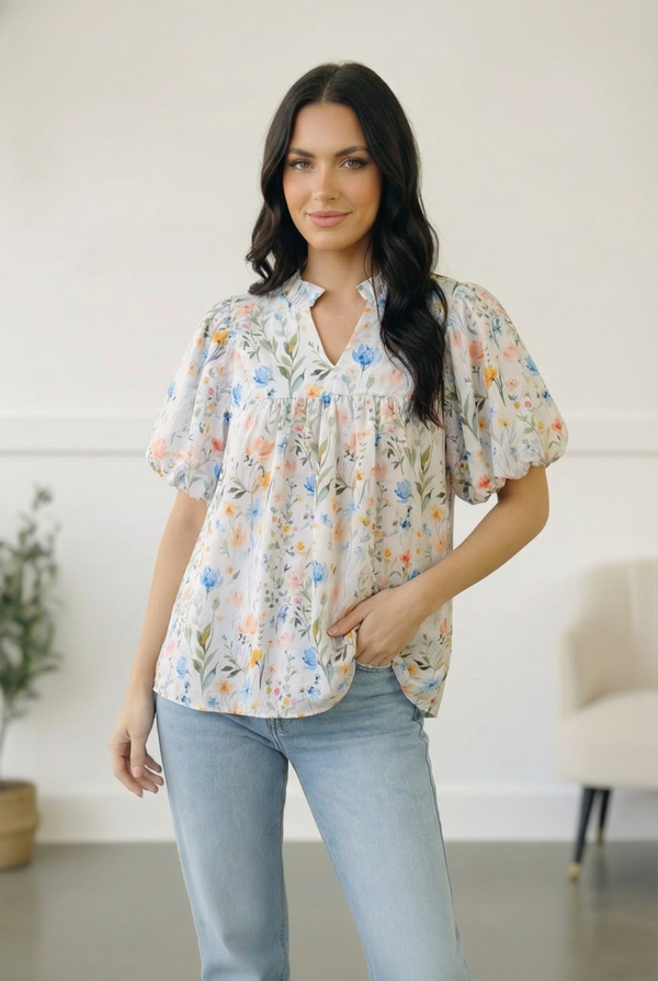 Painted Blossoms Daydream Top