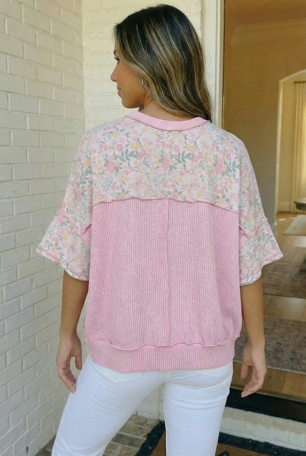 Sweet Garden Floral Drop Shoulder Top
