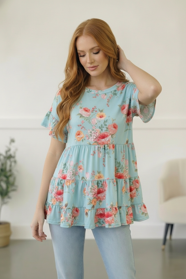 In the Mint Meadows Tiered Babydoll Top