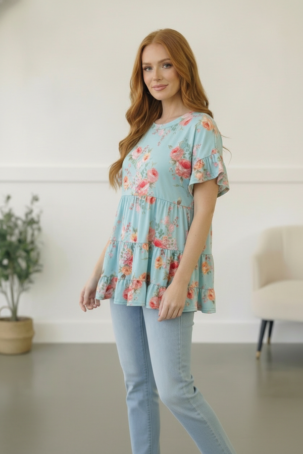In the Mint Meadows Tiered Babydoll Top