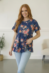 In the Navy Meadows Tiered Babydoll Top