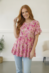 In the Pink Meadows Tiered Babydoll Top