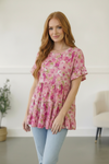 In the Pink Meadows Tiered Babydoll Top