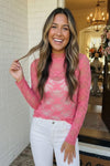 A Lace Moment Pink Sheer Top