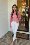A Lace Moment Pink Sheer Top