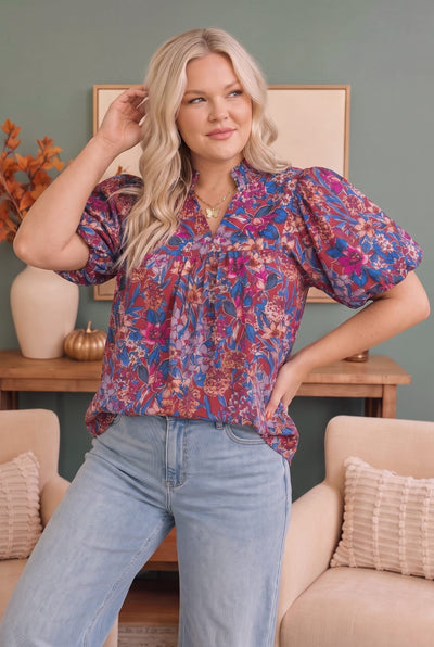 Blooming Beautifully Floral Puff Sleeve Top