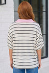 Stripe It Up Polo Tee in Ivory and Pink