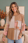 Neapolitan Patchwork Floral Colorblock Pullover