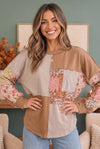 Neapolitan Patchwork Floral Colorblock Pullover