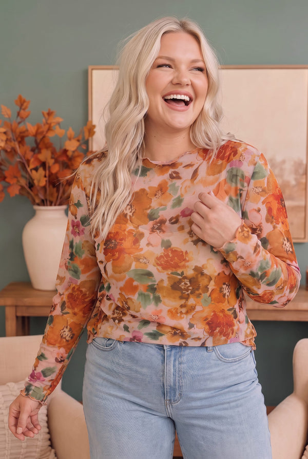 Mums the Word Mesh Floral Top