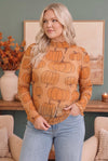 Pumpkin Patch Mesh Mock Neck Top