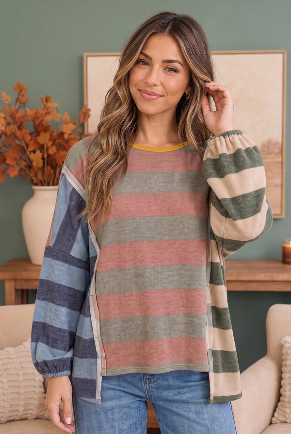 Colorblock Dream Top in Mixed Stripes
