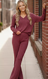 Cozy on Main Wine Sweater Set