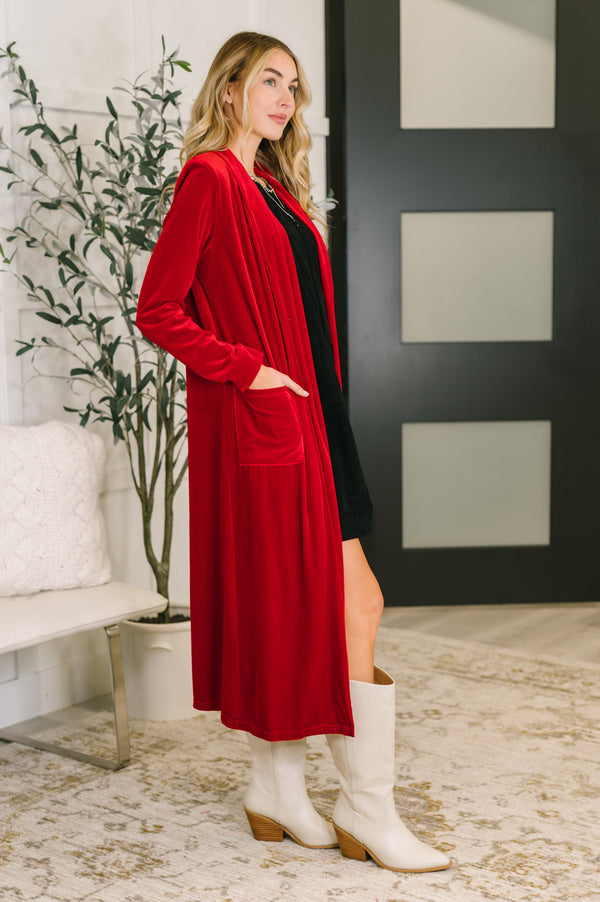 Happy Hours Long Velvet Cardigan