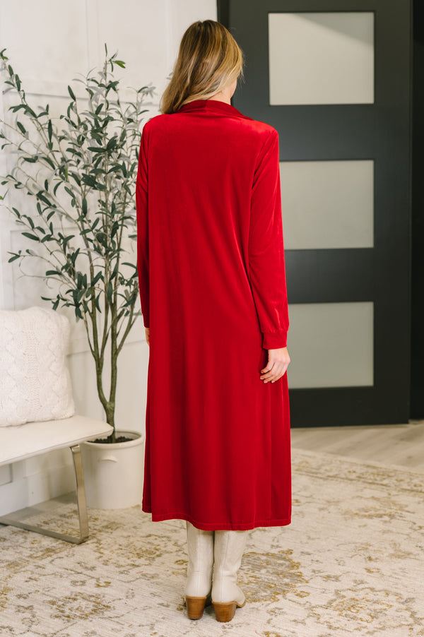Happy Hours Long Velvet Cardigan