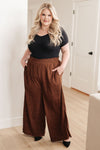 Harmony High Rise Wide Leg Pants in Brown