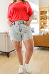 Hi-Waisted Cherry Acid Wash Cutoffs