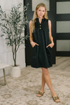 High Tide High Neck Embossed Sleeveless Dress in Black