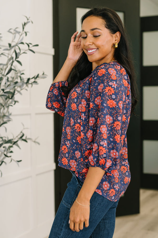 Hitherto Unknown Floral Babydoll Blouse