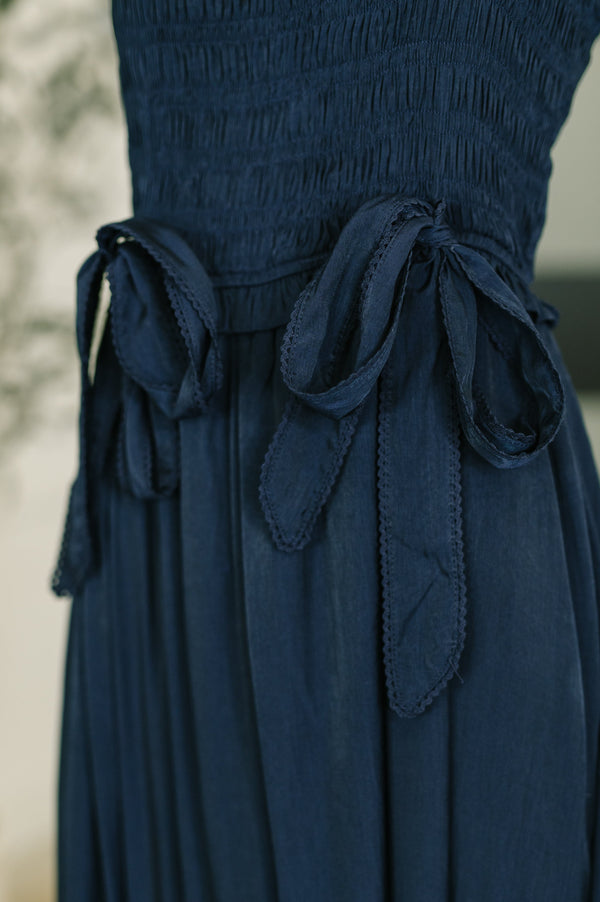 Hold Me Down Midi Dress in Navy