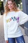 More the Merrier White Pop Up Lurex Sweater