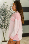 Hot & Unbothered Full Front Button Down Shacket in Pink
