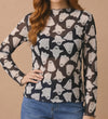 Spooky Cute Ghost Print Mesh Long Sleeve Top