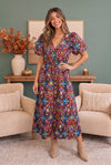 Groovy Garden Zip Front Floral Midi Dress