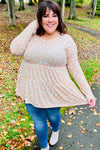 All For You Taupe Abstract Dot Tiered Babydoll Top