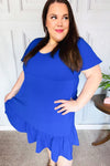 Remember Me Royal Blue Smocked Fit & Flare Flutter Sleeve Dress