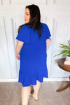 Remember Me Royal Blue Smocked Fit & Flare Flutter Sleeve Dress