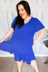 Remember Me Royal Blue Smocked Fit & Flare Flutter Sleeve Dress