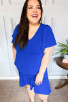 Remember Me Royal Blue Smocked Fit & Flare Flutter Sleeve Dress