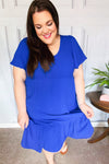 Remember Me Royal Blue Smocked Fit & Flare Flutter Sleeve Dress