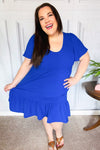 Remember Me Royal Blue Smocked Fit & Flare Flutter Sleeve Dress