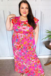 In Your Dreams Fuchsia Floral Fit & Flare Maxi Dress