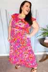 In Your Dreams Fuchsia Floral Fit & Flare Maxi Dress