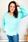 Eyes On You Seafoam Mineral Wash Rib Notch Neck Pocket Top