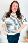 You've Got This Ivory & Black Wavy Stripe Pattern Sweater Top