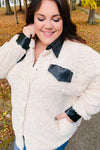 Feeling Bold Ivory Sherpa Fleece Faux Leather Jacket