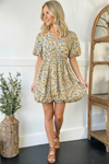 Freshly Picked Yellow Florals Cotton Bubble Dress