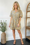 Freshly Picked Yellow Florals Cotton Bubble Dress
