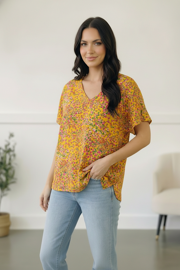 Sunlit Meadow Floral Top