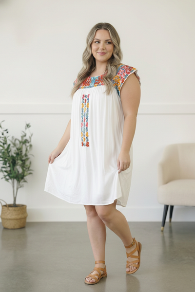 Fiesta Bloom Embroidered Dress
